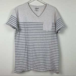 Grayers Gray Striped V-Neck Tee sz XL